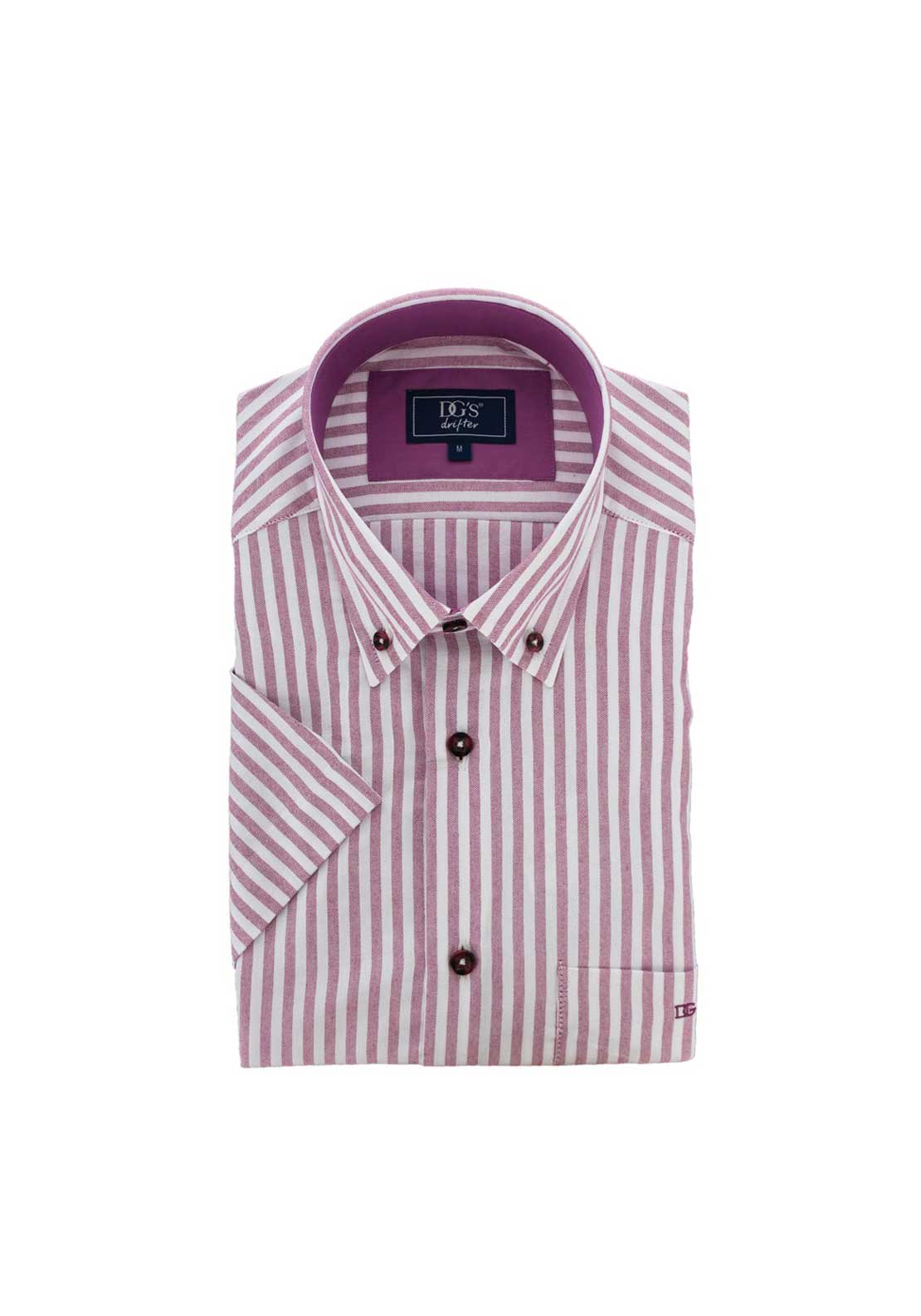 Daniel Grahame Short Sleeve Stripe Shirt, Purple & White