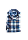 Daniel Grahame Ivano Short Sleeve Check Shirt, Navy & Tan Multi