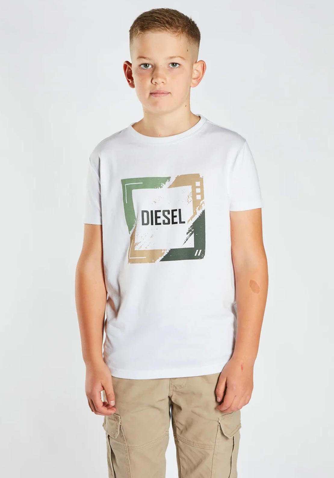 Diesel Boys Jon Short Sleeve Tee, White