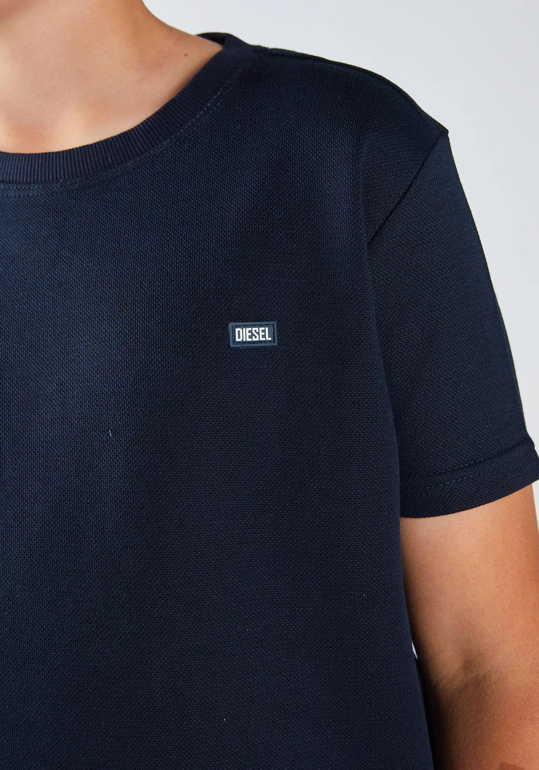 Diesel Boys Toby Pique Cotton Tee, Navy