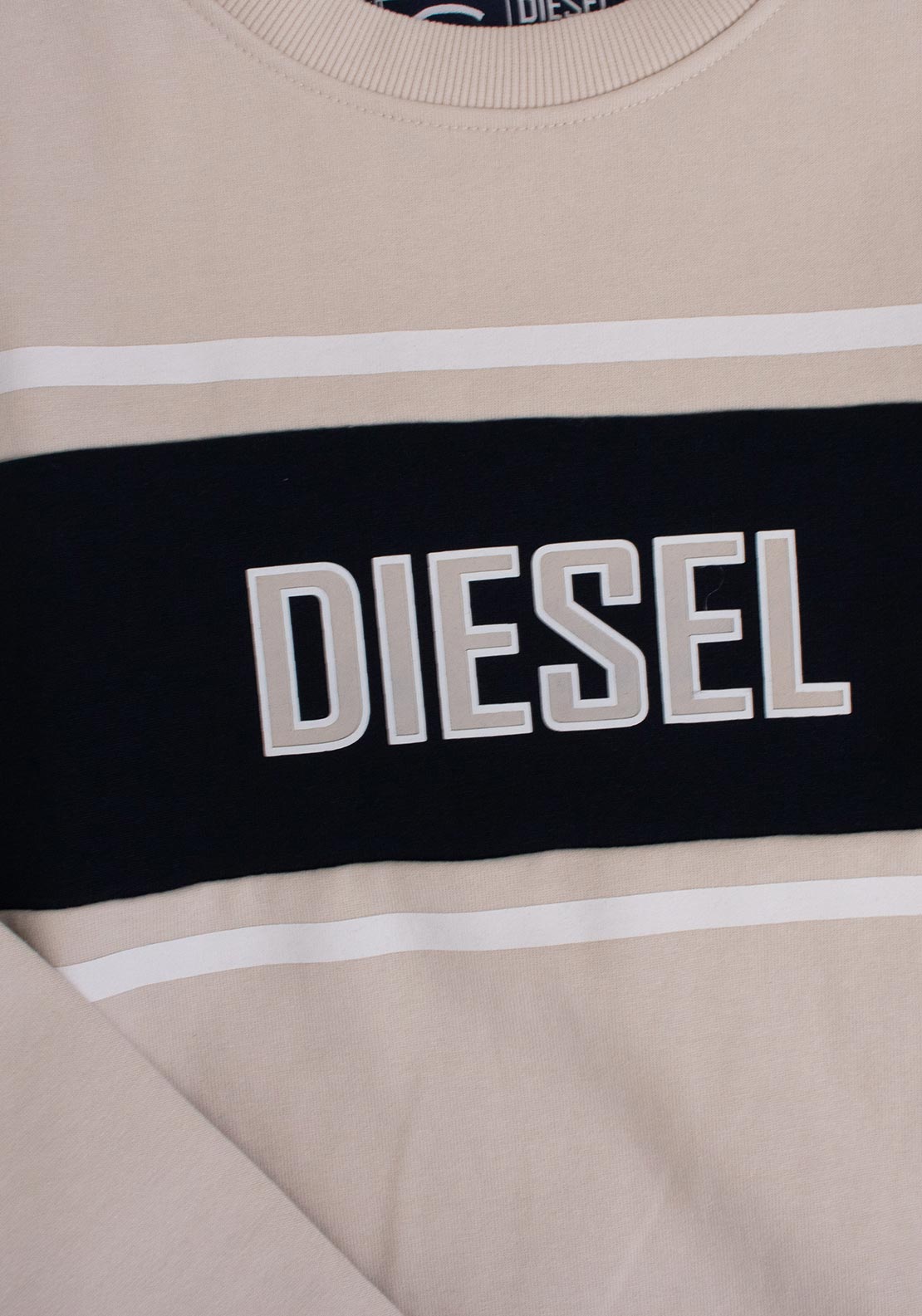 Diesel Boys Paul Stripe Sweatshirt, Beige & Navy