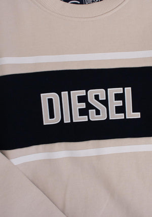Diesel Boys Paul Stripe Sweatshirt, Beige & Navy