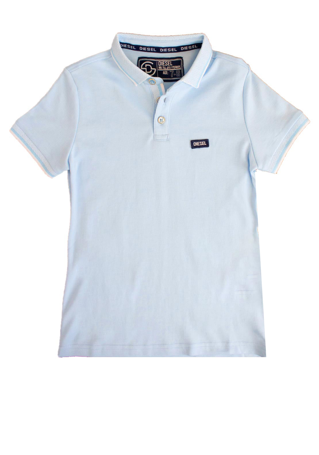 Diesel Boys Fitz Coloured Collar Short Sleeve Polo, Blue