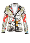 Dolcezza Abstract Print Single Breasted Blazer, Multi
