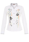 Dolcezza Embellished Abstract Print Shirt, White