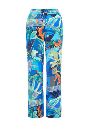 Dolcezza Abstract Print Elasticated Trousers, Blue Multi