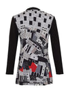Dolcezza Geometric Print Open Cardigan, Black