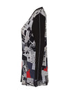 Dolcezza Geometric Print Open Cardigan, Black