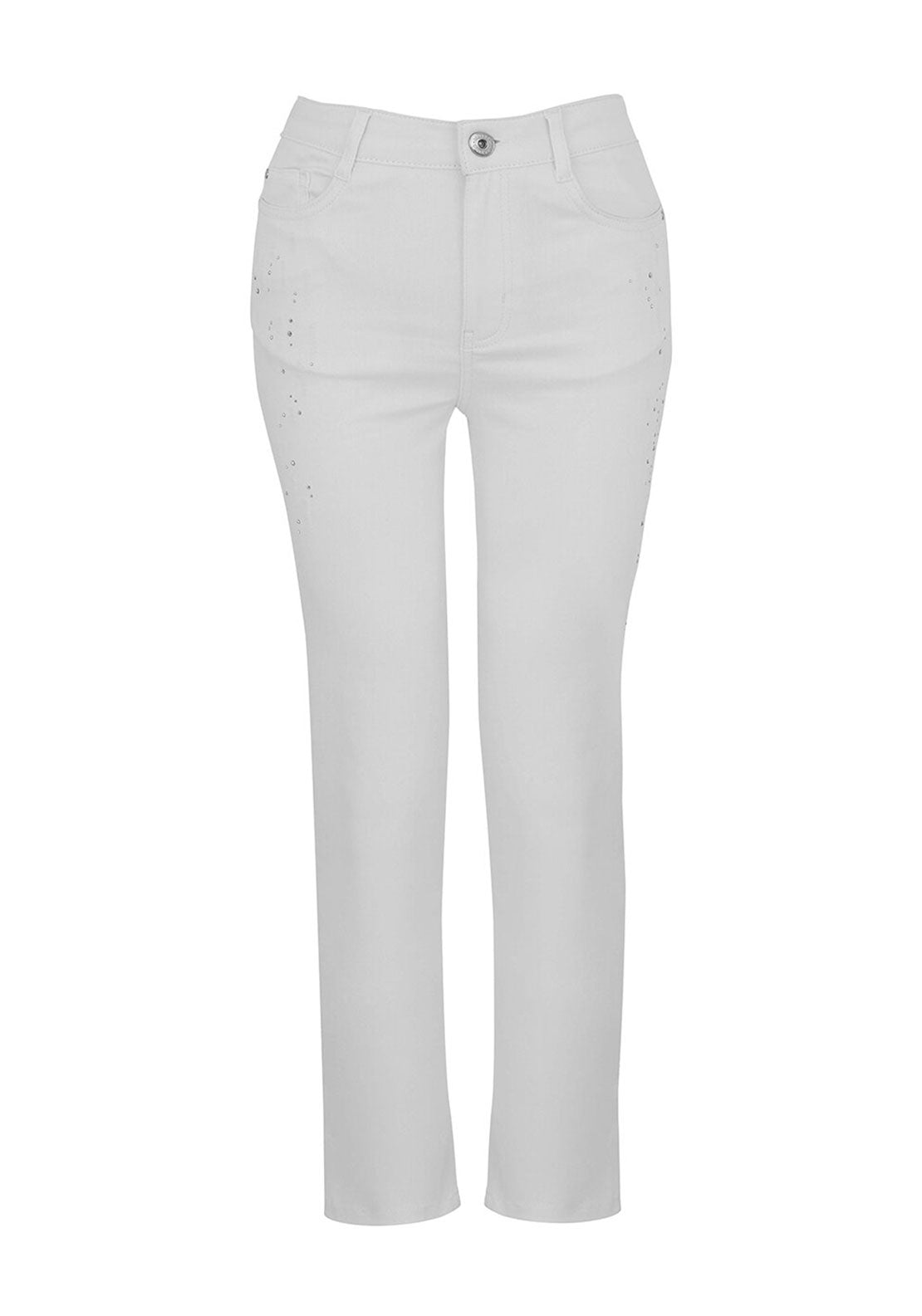 Dolcezza Embellished Slim Leg Jeans, White