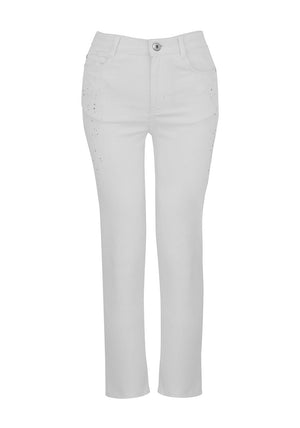 Dolcezza Embellished Slim Leg Jeans, White