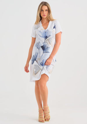 Dolcezza Watercolour Floral Print Tunic Dress, White