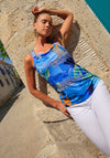 Dolcezza Printed Square Neck Vest Top, Blue Multi