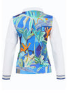Dolcezza Printed Zipped Knit Jacket, Blue Multi