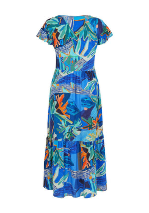 Dolcezza A-Line Patterned Maxi Dress, Blue