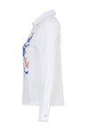 Dolcezza Embellished Abstract Floral Print Shirt, White