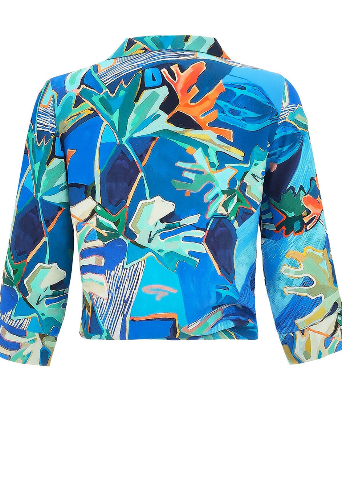 Dolcezza Printed Tie Hem Shirt, Blue Multi