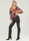 Dolcezza Bold Print V-Split Neck Top, Multi