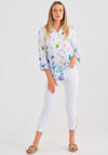 Dolcezza Linen Watercolour Floral Shirt, White Multi
