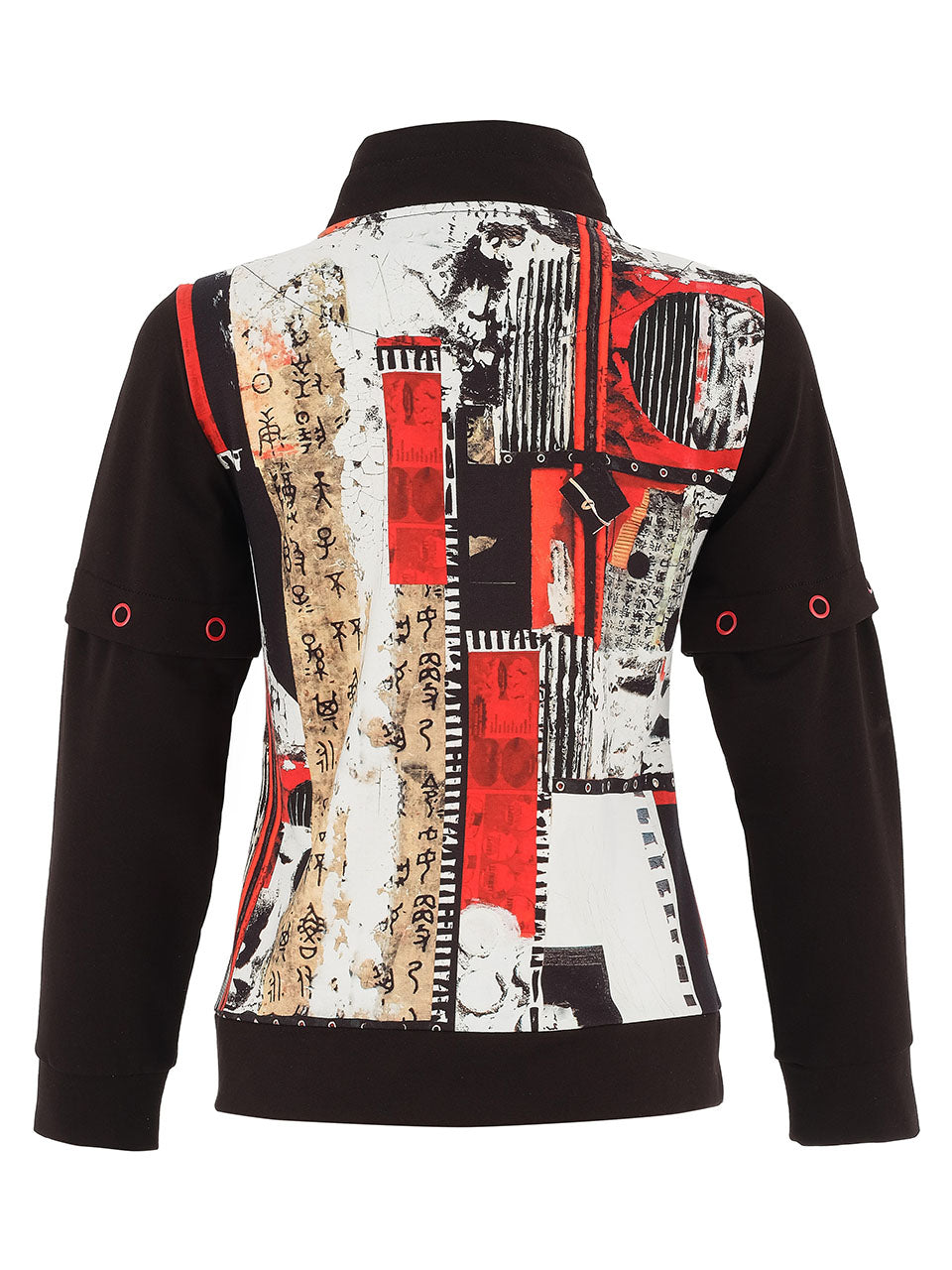Dolcezza Abstract High Neck Zip Up Jacket, Multicoloured