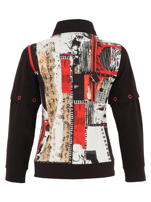 Dolcezza Abstract High Neck Zip Up Jacket, Multicoloured
