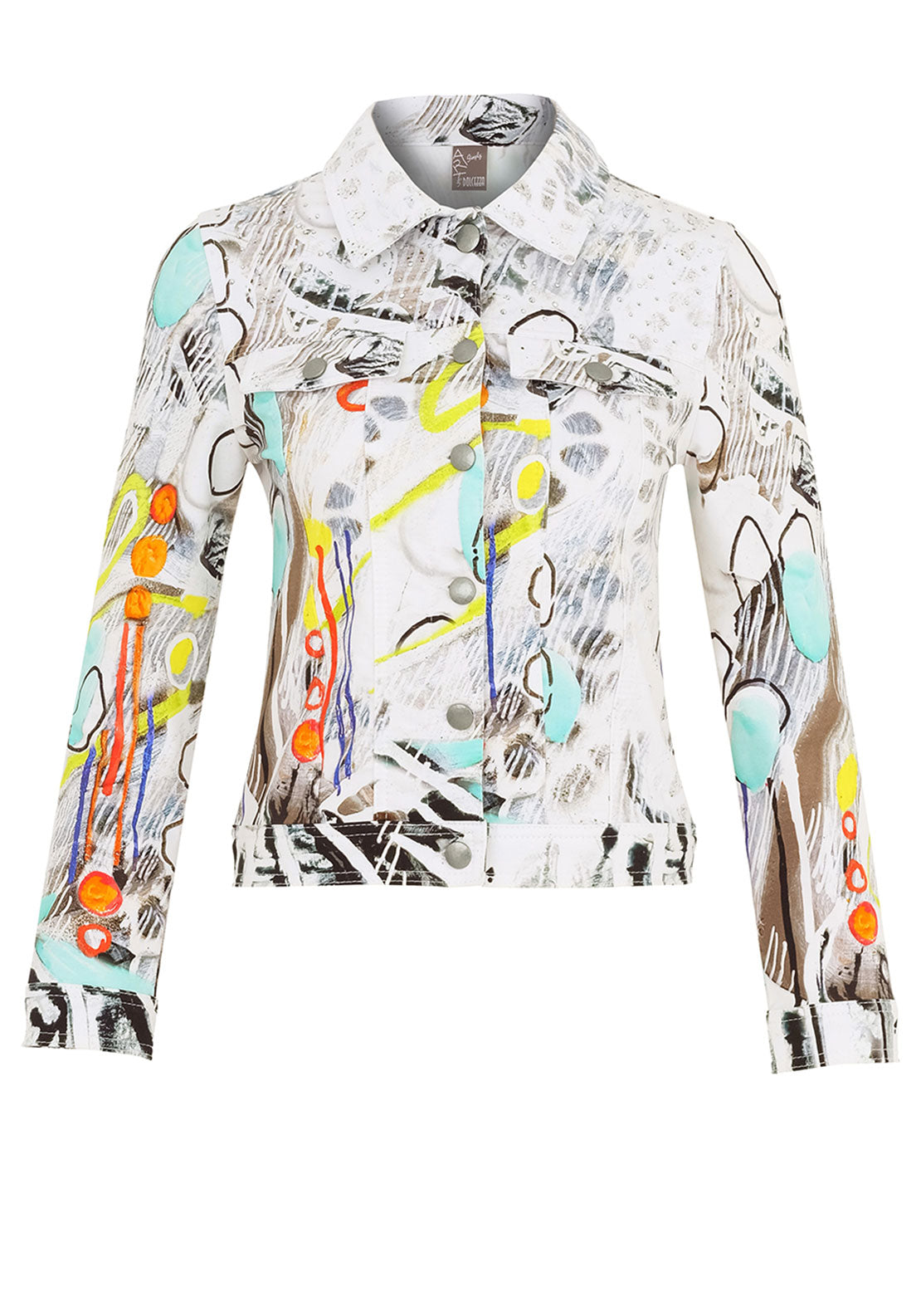 Dolcezza Printed Cotton Stretch Jacket, White
