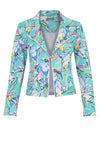 Dolcezza Abstract Floral Biker Jacket, Blue