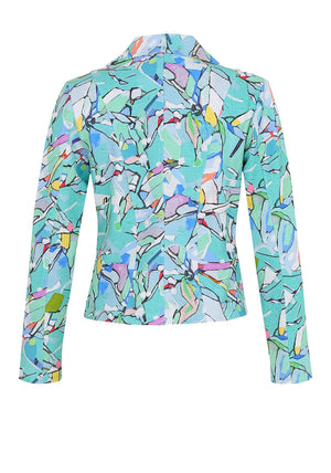 Dolcezza Abstract Floral Biker Jacket, Blue