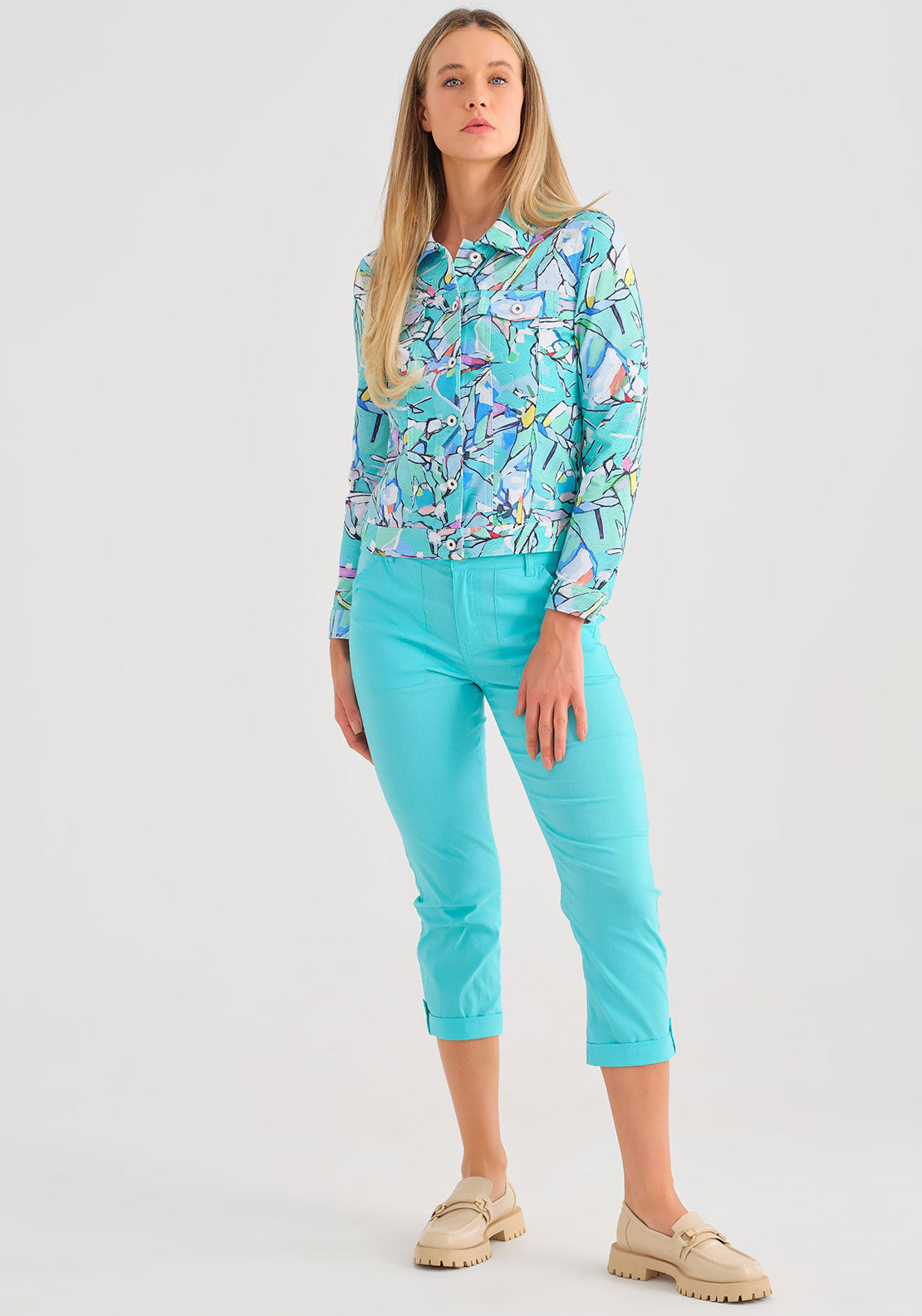 Dolcezza Abstract Floral Rhinestone Jacket, Multi