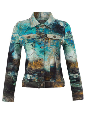Dolcezza Button Up Collared Jacket, Blue