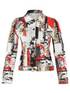 Dolcezza Abstract Collared Neck Button Up Jacket, Multicoloured