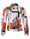 Dolcezza Abstract Collared Neck Button Up Jacket, Multicoloured