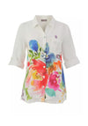 Dolcezza Floral Button Up Shirt, White Multi
