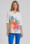 Dolcezza Floral Button Up Shirt, White Multi