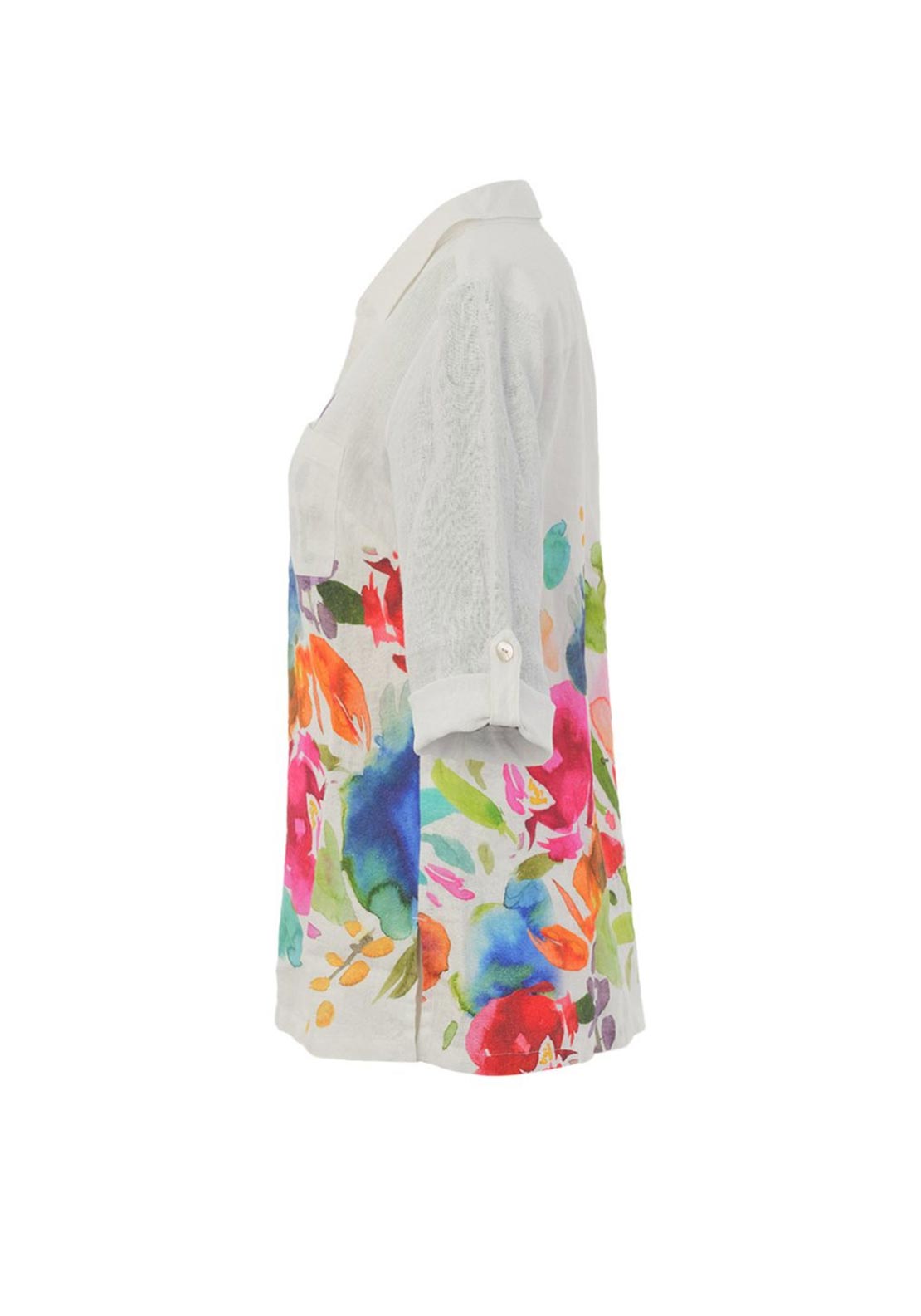 Dolcezza Floral Button Up Shirt, White Multi
