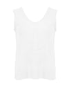 Dolcezza Linen V Neck Button Back Top, White