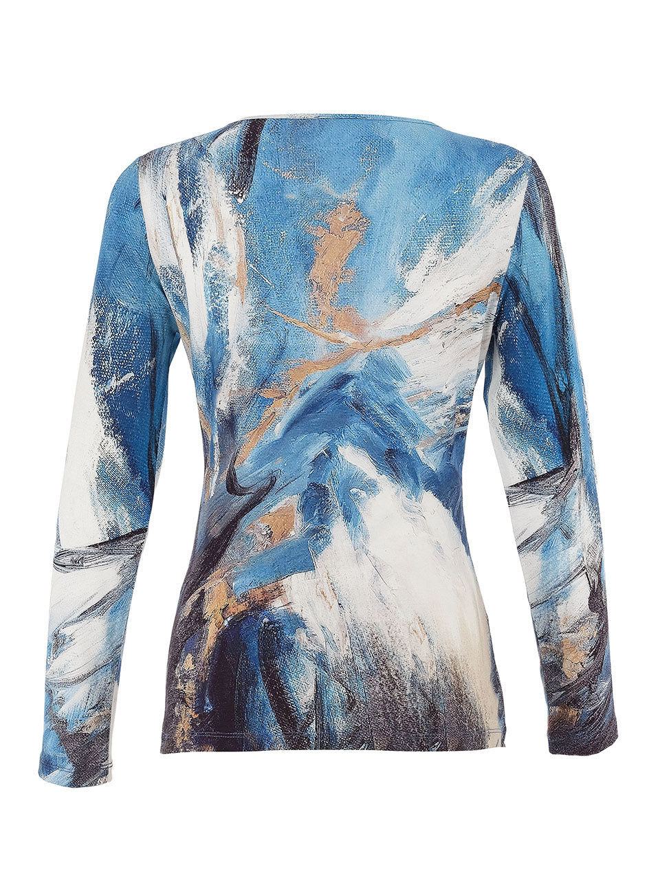 Dolcezza Gathered Round Neck Storm Top, Blue Multi