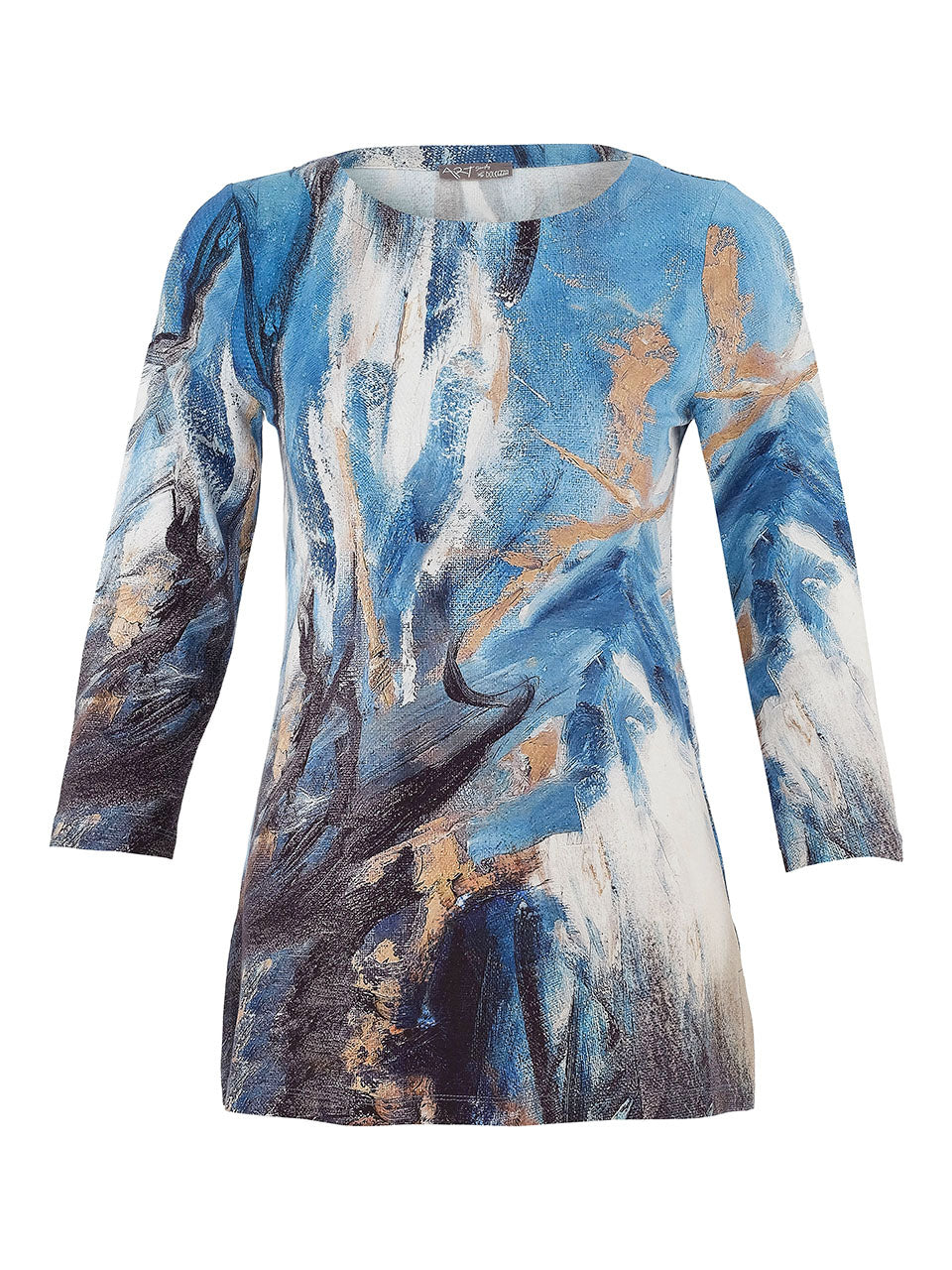 Dolcezza Long Round Neck Storm Fitted Top, Blue