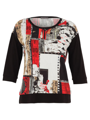 Dolcezza Abstract Black Bookworm Top, Multicoloured