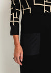 Dolcezza Geometric Print Smock Dress, Black Gold