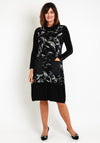 Dolcezza Shimmer Splatter Print Smock Dress, Black Silver