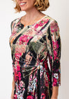 Dolcezza Rose Print Velvet Tie Detail Dress, Multi