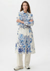 Dolcezza Button Down Floral Print Coat, Blue Multi