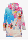 Dolcezza Summer in Santorini Print Raincoat, Blue Multi