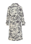 Dolcezza Graphic Belted Trench Raincoat, Black & White