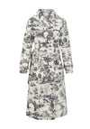 Dolcezza Graphic Belted Trench Raincoat, Black & White