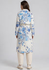 Dolcezza Button Down Floral Print Coat, Blue Multi