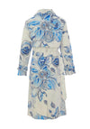 Dolcezza Button Down Floral Print Coat, Blue Multi