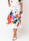 Dolcezza Floral Print Midi Skirt, White Multi