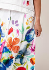Dolcezza Floral Print Midi Skirt, White Multi