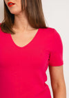 Dolcezza Basic V-Neck T-Shirt, Fuchsia